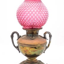 מנורת פרפין שולחנית אמריקאית משנות החמישים, מתוצרת 'Fenton Art Glass'