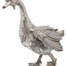 פסל שולחני בדמות אווז עשוי פליז יצוק מצופה כסף לא חתום