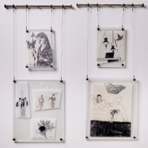 ענת מיכאליס לוי - שישה רישומים על נייר נתונים בין זכוכיות