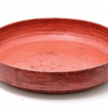 קערה קמבודית גדולה עתיקה עשויה עץ ולכה אדומה