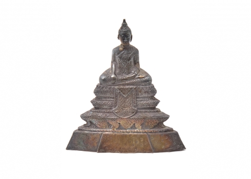 פסל כסף שולחני קמבודי עתיק עשוי בעבודת 'רפוסה' 'Repousse'