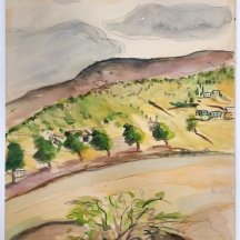 מליטה שיפר (1900-1991) 'שביל עם עצים'  אקוורל על נייר, חתום