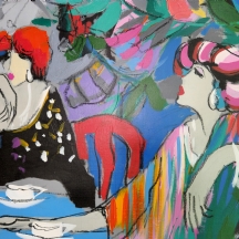 יצחק מימון  (Isaac Maimon) - 'נשים', ציור גדול, שמן על בד, חתום