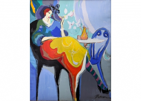 יצחק מימון  (Isaac Maimon) - 'נשים', ציור שמן על בד, חתום