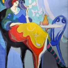 יצחק מימון  (Isaac Maimon) - 'נשים', ציור שמן על בד, חתום