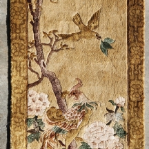 שטיח משי סיני וינטג' – פניקס ופריחת אדמוניות