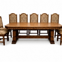 פינת אוכל מעץ מלא עם 8 כיסאות – שולחן נפתח