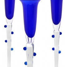 שלישיית פמוטי זכוכית רוזנטל (Rosenthal) גרמניה בצבע כחול עשויים קובלט וזכוכית