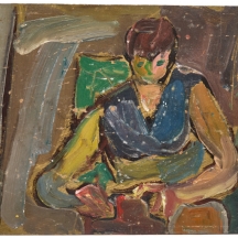 משה רוזנטליס (Moshe Rosenthalis), דמות אשה, שמן על קרטון, חתום