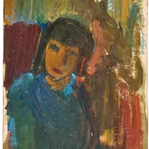 משה רוזנטליס (Moshe Rosenthalis), דמות אשה, שמן על קרטון, חתום