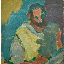 שמואל טפלר (Samuel Tepler), דמות גבר מזוקן, שמן על עץ, חתום