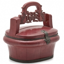 סל כלה סיני עתיק (Wedding Basket) מעץ עם לכה אדומה