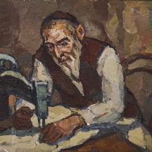 סמיון רוזנשטיין (2006 - 1926) - 'חייט יהודי' - שמן על בד, חתום