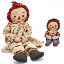 זוג בובות וינטג' Raggedy Ann & Andy, תוצרת Knickerbocker