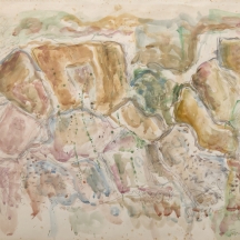 פנחס אברמוביץ' (Pinchas Abramovich) 'נוף גלילי', עיפרון אקוורל על נייר, חתום