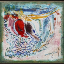 אביבה מרגלית (Avica Margalit) 'עין הוד' -תמונת אמייל על לוח נחושת, חתום