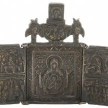 איקונה רוסית מתקפלת (Triptych) עשויה יציקת ברונזה