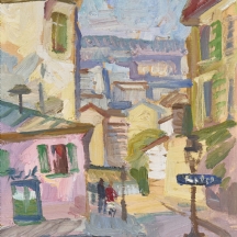 יבגני מרמן (Evgeny Merman 1967) דמויות ברחוב, שמן על בד, חתום