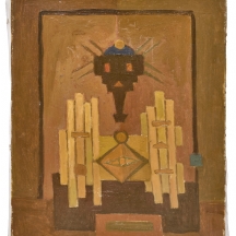 פטר הורוביץ (Peter Horowitz 1922–2005) – 'אבסטראקט' שמן על בד, חתום מאחור