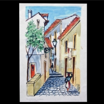 'רחוב בליסבון' - ציור פורטוגזי ישן