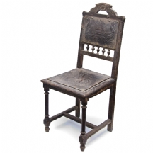 כסא צרפתי עתיק עשוי עץ ועור