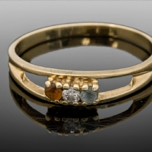 טבעת זהב משובצת יהלום, אקווה מרין וסיטרין