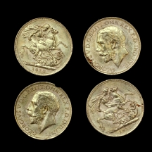 לוט של ארבעה מטבעות זהב אנגלים עתיקים