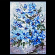 'כד פרחים כחולים' - ציור ישן