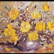 'כד פרחים צהובים' - ציור ישן