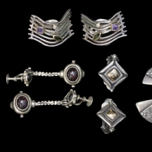 לוט של חמישה זוגות עגילים ישנים עשויים כסף (X5)