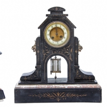סט של שעון עתיק  ושתי פמוטים צרפתיים (X3)