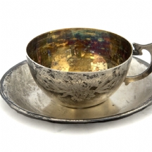 לוט של ספל ותחתית רוסים מכסף (X2)