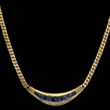 שרשרת זהב עם אבני ספיר ויהלומים