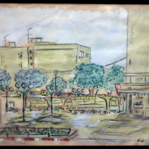 'נוף אורבני', אקוורל על נייר