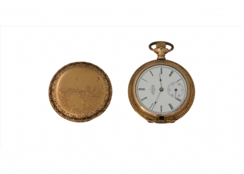 שעון כיס עתיק מצופה זהב מתוצרת: 'ELGIN'