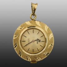תליון- שעון זהב מעוטר באמייל