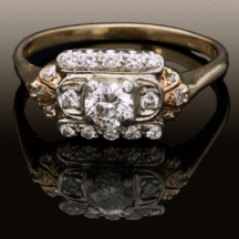 טבעת זהב ארט דקו עם יהלומים