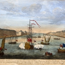 תצריב אנגלי עתיק מסוף המאה ה-18, אוניה / אוניות