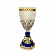 גביע דקורטיבי מרשים מכסף, זהב ואבני חן